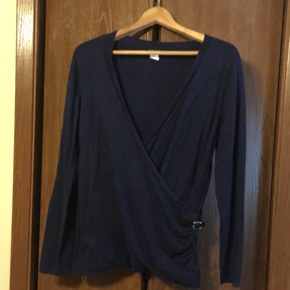 Venus faux wrap sweater in navy
